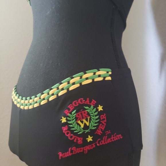 Stylish Reggae Roots Black/Gold/Green Knit Bikini - Picture 3 of 8